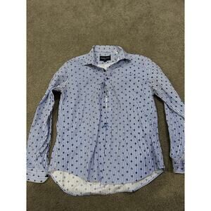 Paisley And Gray Men’s Button Down Dress Shirt Blue/White Striped Mens Size‎ L